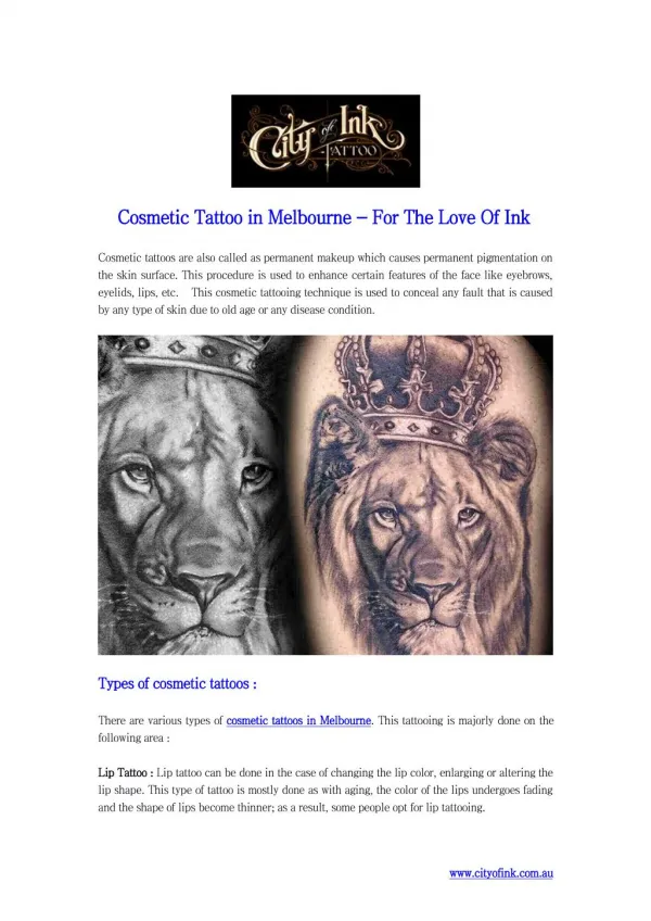 Cosmetic Tattoo in Melbourne - For The Love Of Ink