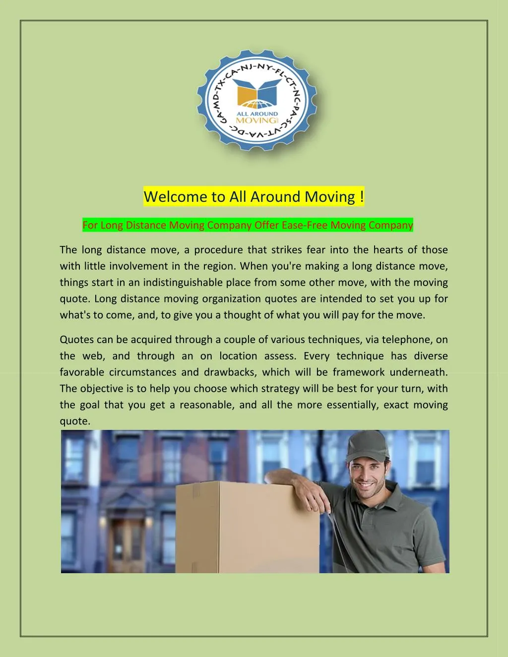welcome to all around moving