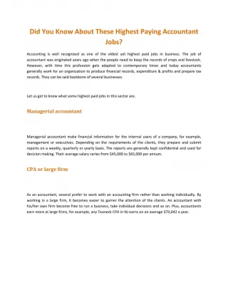 Did You Know About These Highest Paying Accountant Jobs? - slide 1