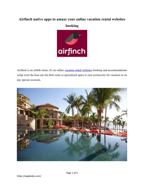 Airfinch native apps to amaze your online vacation rental websites booking