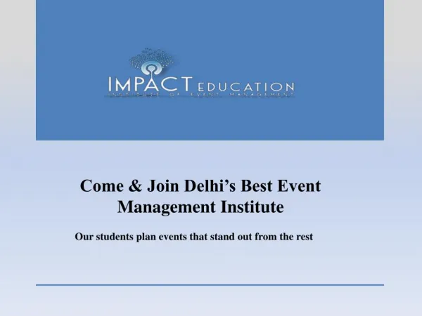 Best Event Management College in Delhi