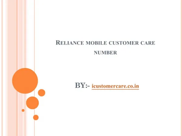 Reliance mobile customer care number