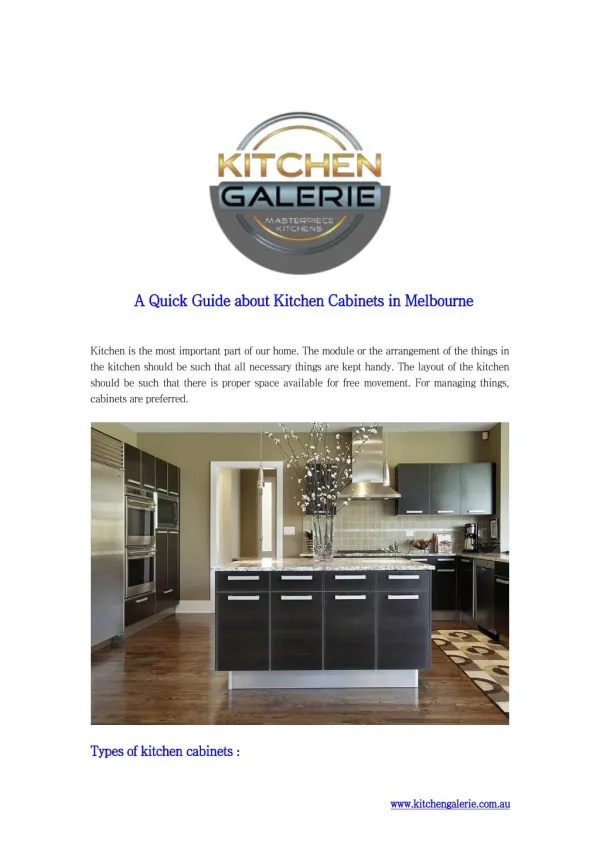A Quick Guide about Kitchen Cabinets in Melbourne