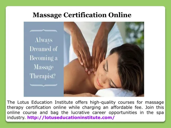 Certification For Massage Therapist