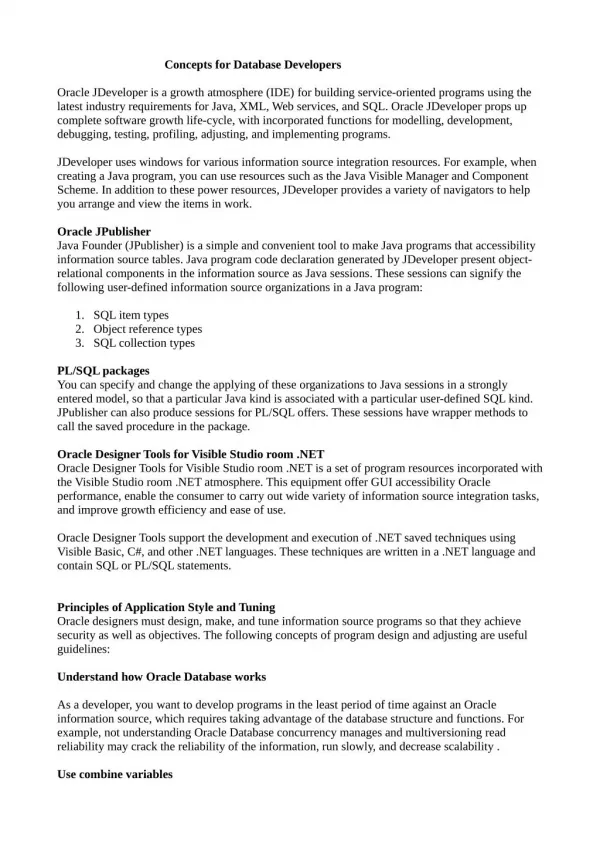 Concepts for Database Developers