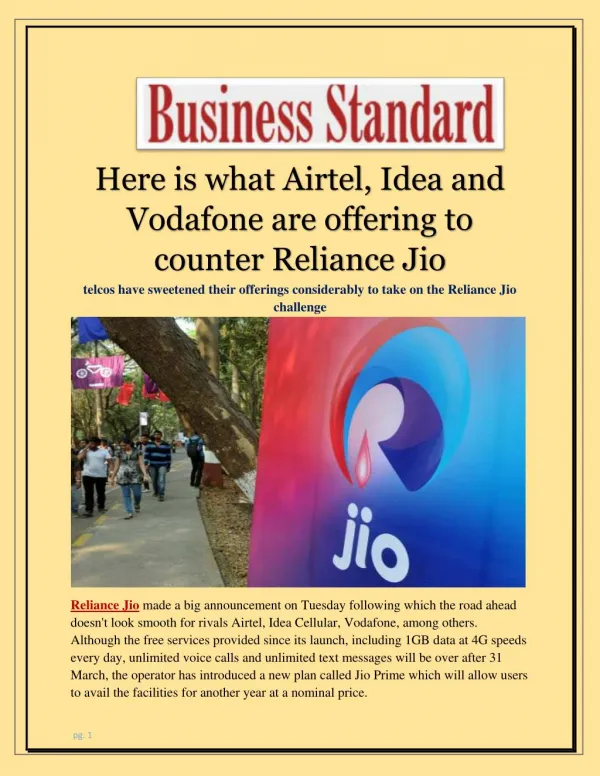 Here is what Airtel, Idea and Vodafone are offering to counter Reliance Jio