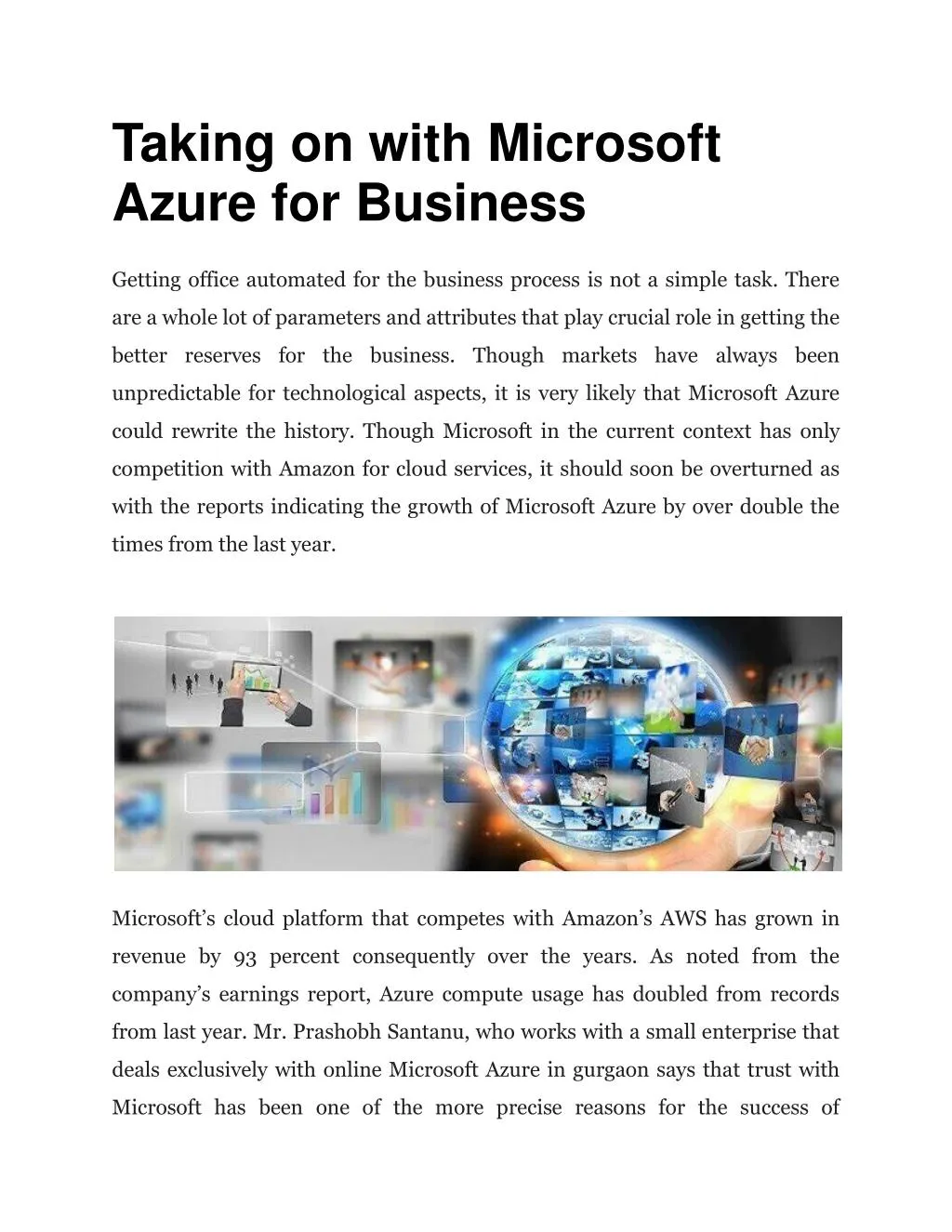 taking on with microsoft azure for business