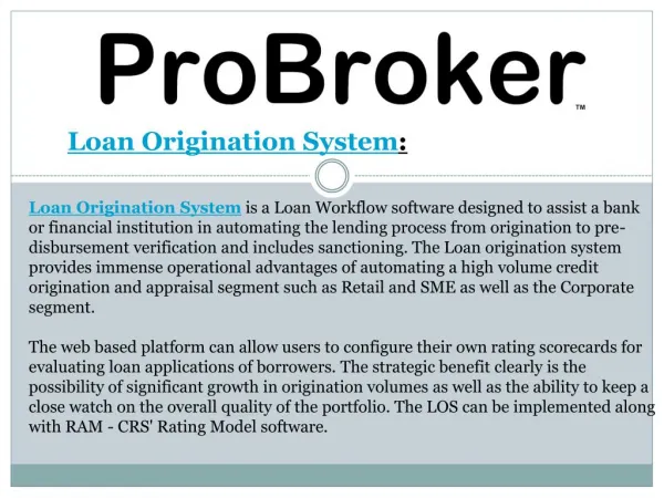 Loan Origination System for Loan Brokers