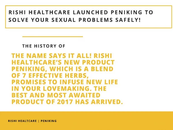 Rishi Healthcare Launched Peniking to Solve your Sexual Problems Safely!