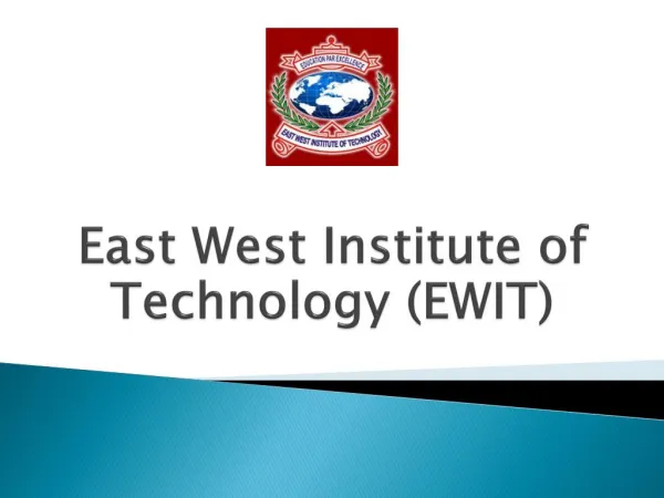 East West Institute of Technology (EWIT), Admissions, Course Offered, E-Resources
