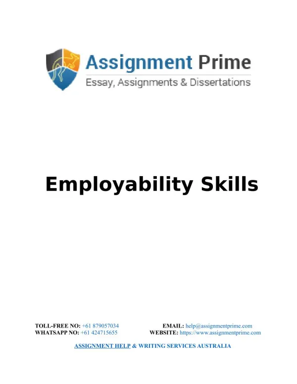 Sample Assignment on Employability Skills - Assignment Prime Australia