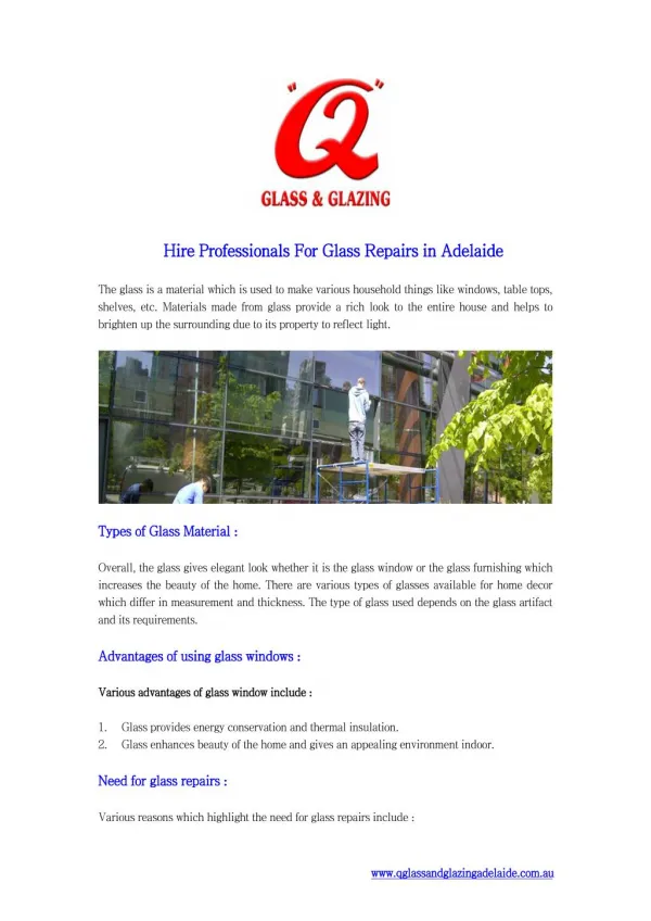 Hire Professionals For Glass Repairs in Adelaide