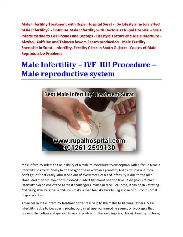 Male Infertility – IVF IUI Procedure – Male reproductive system
