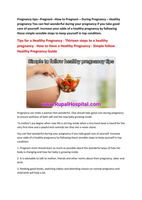 How to Have a Healthy Pregnancy