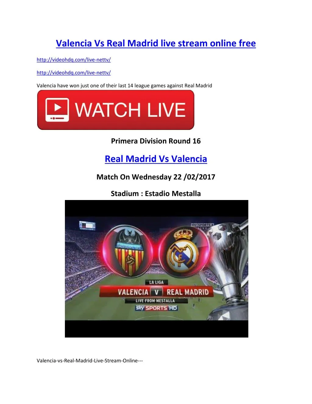 valencia vs real madrid live stream online free