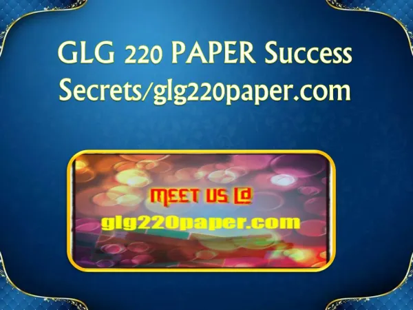GLG 220 PAPER Success Secrets/glg220paper.com