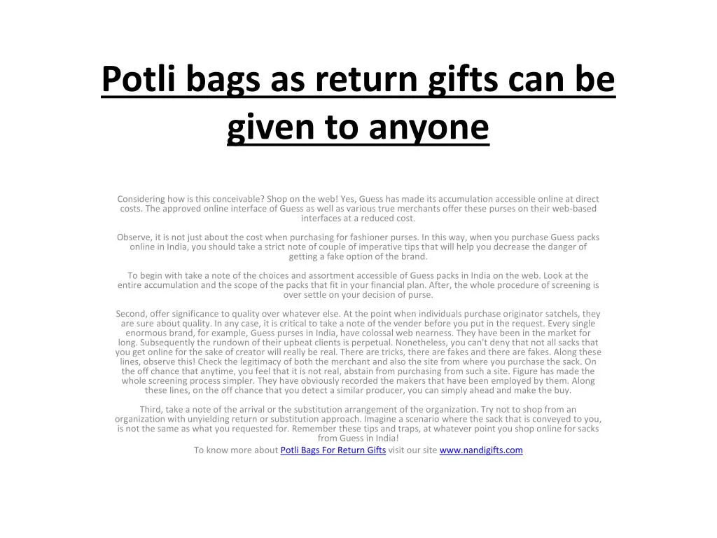 potli bags as return gifts can be given to anyone
