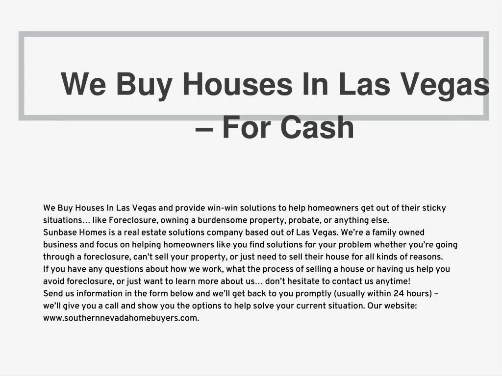 we buy houses in las vegas