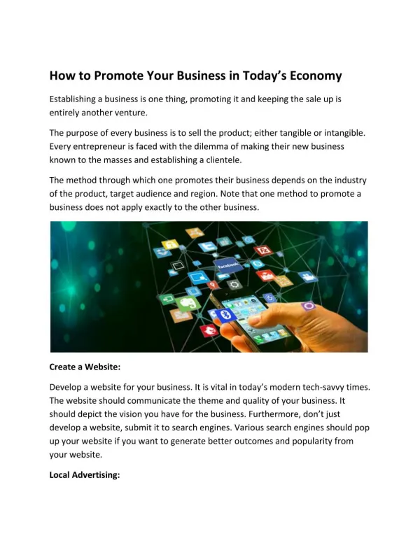 How to Promote Your Business in Today