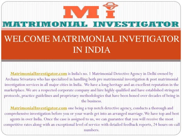 India's No.1 Matrimonial Detective Agency in Delhi