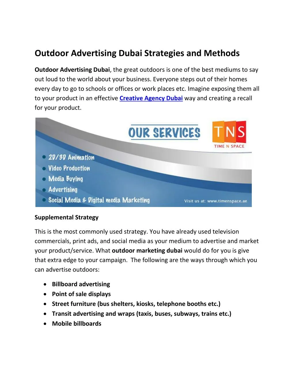 outdoor advertising dubai strategies and methods