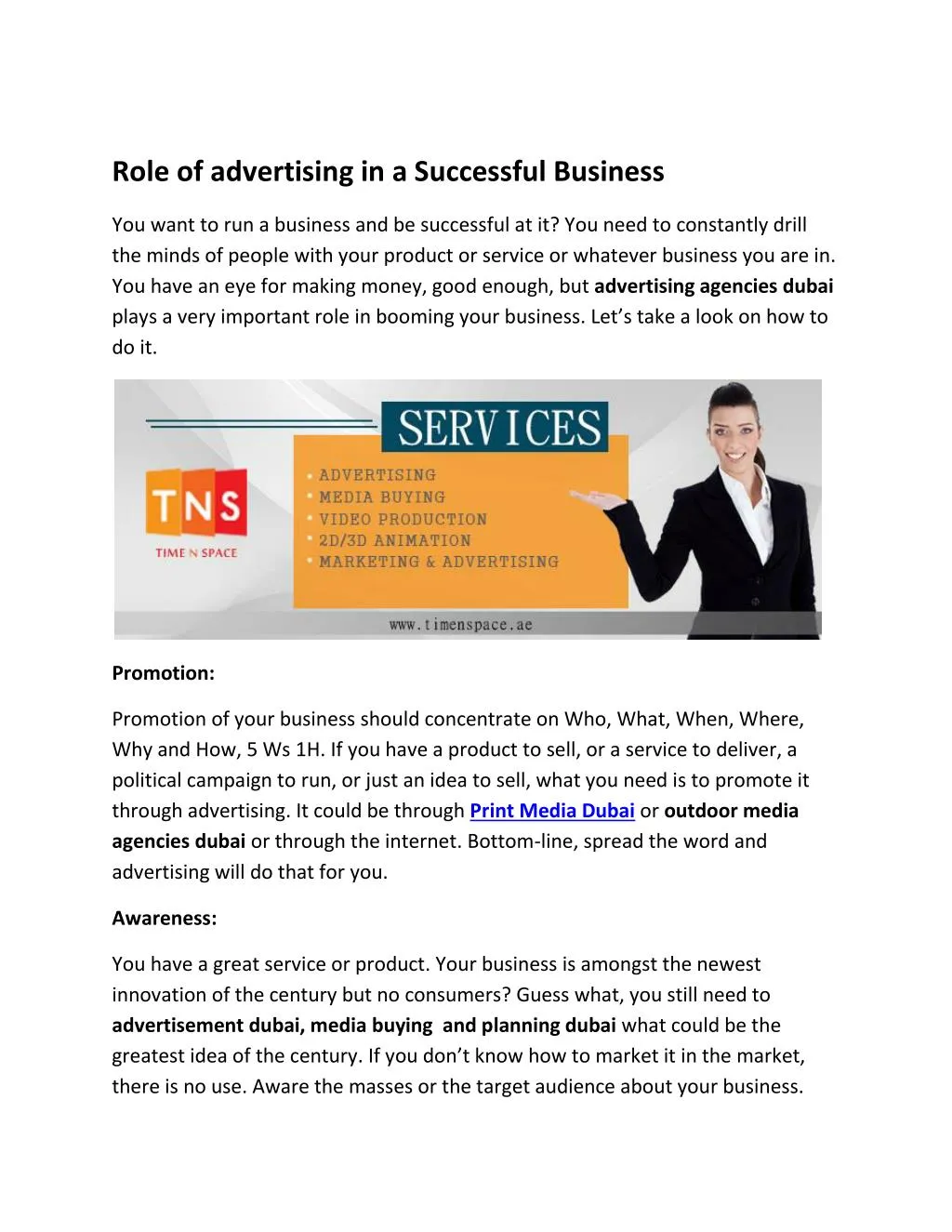 role of advertising in a successful business