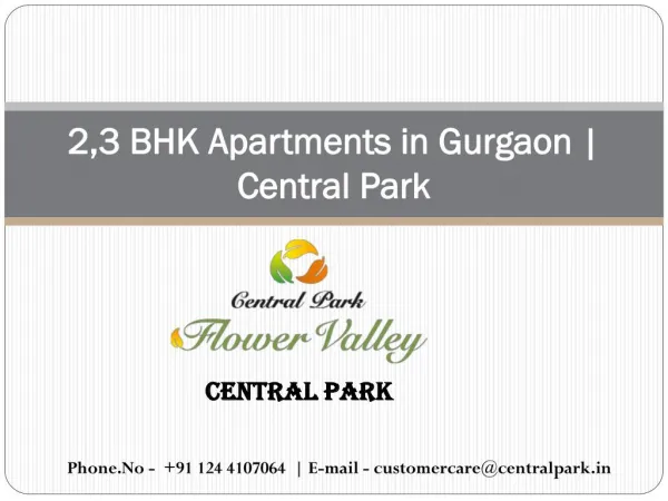 2,3 BHK Apartments in Gurgaon | Central Park