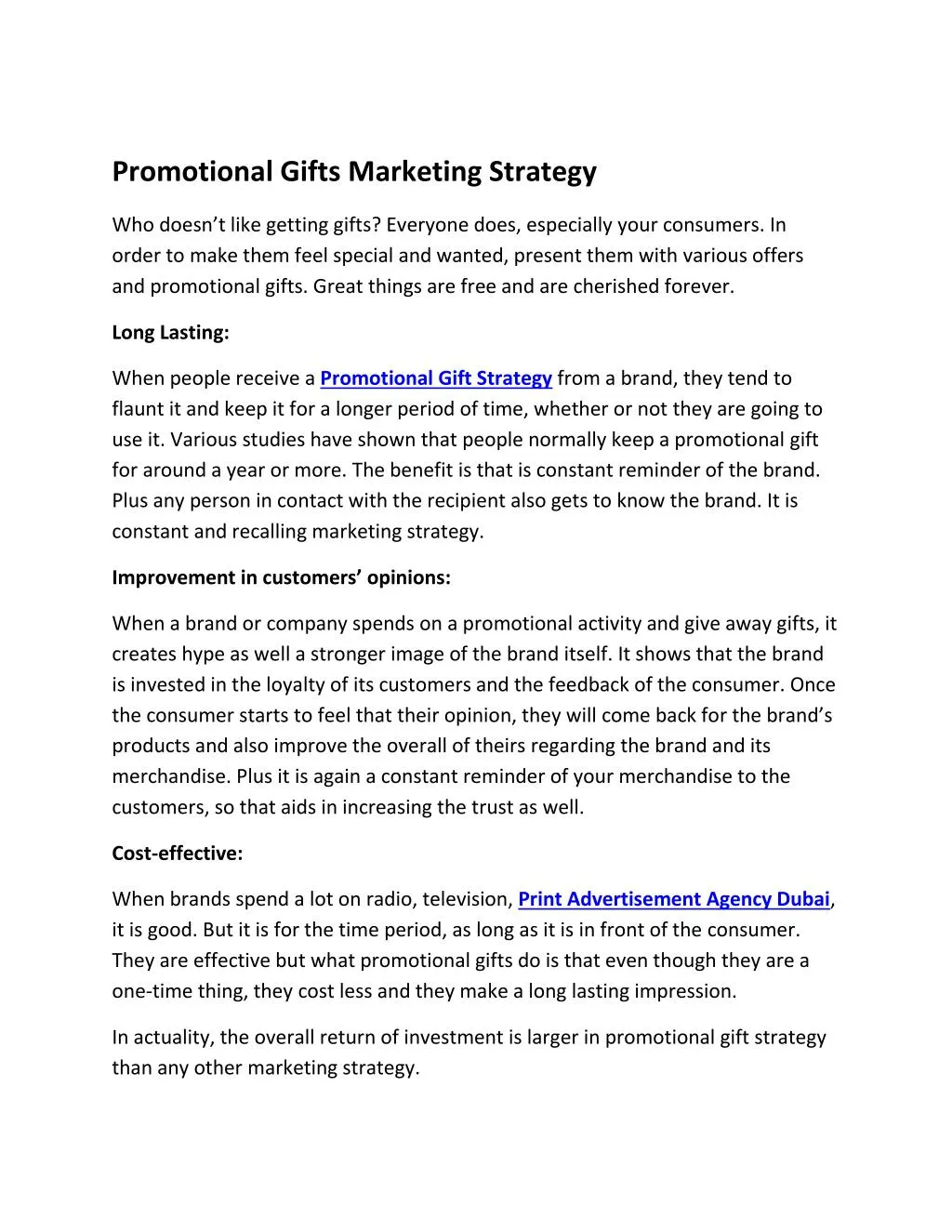 promotional gifts marketing strategy