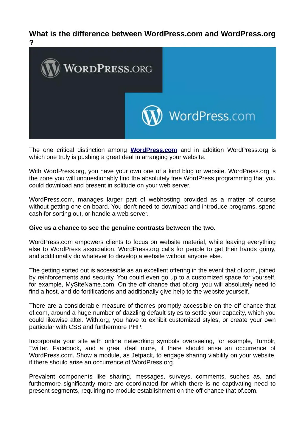 what is the difference between wordpress