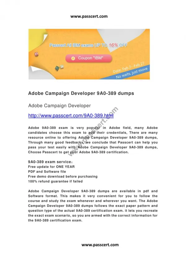 Adobe Campaign Developer 9A0-389 dumps