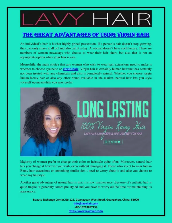 The Great Advantages Of Using Virgin Hair