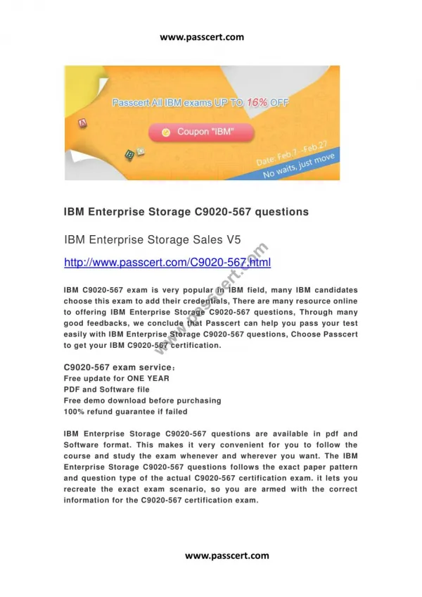 IBM Enterprise Storage C9020-567 questions