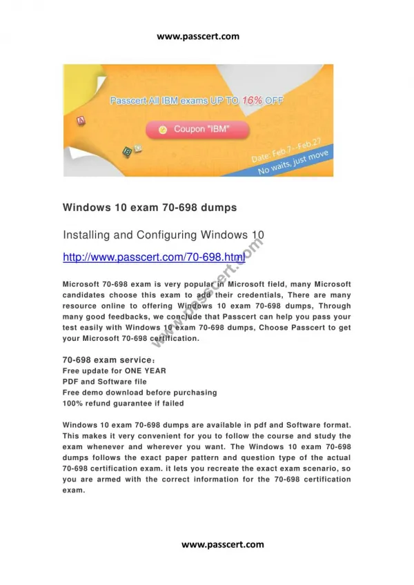 Windows 10 exam 70-698 dumps