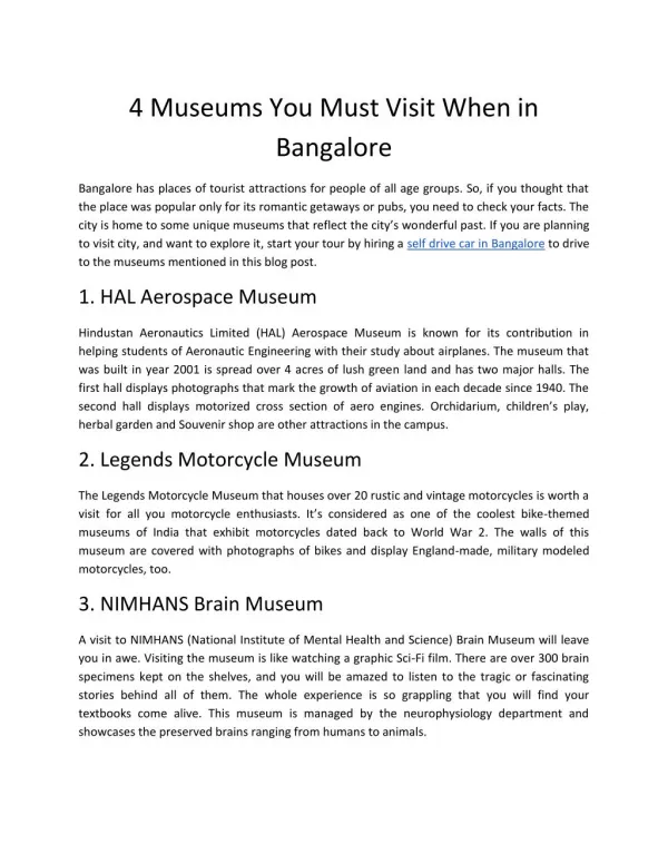 4 Museums You Must Visit When in Bangalore
