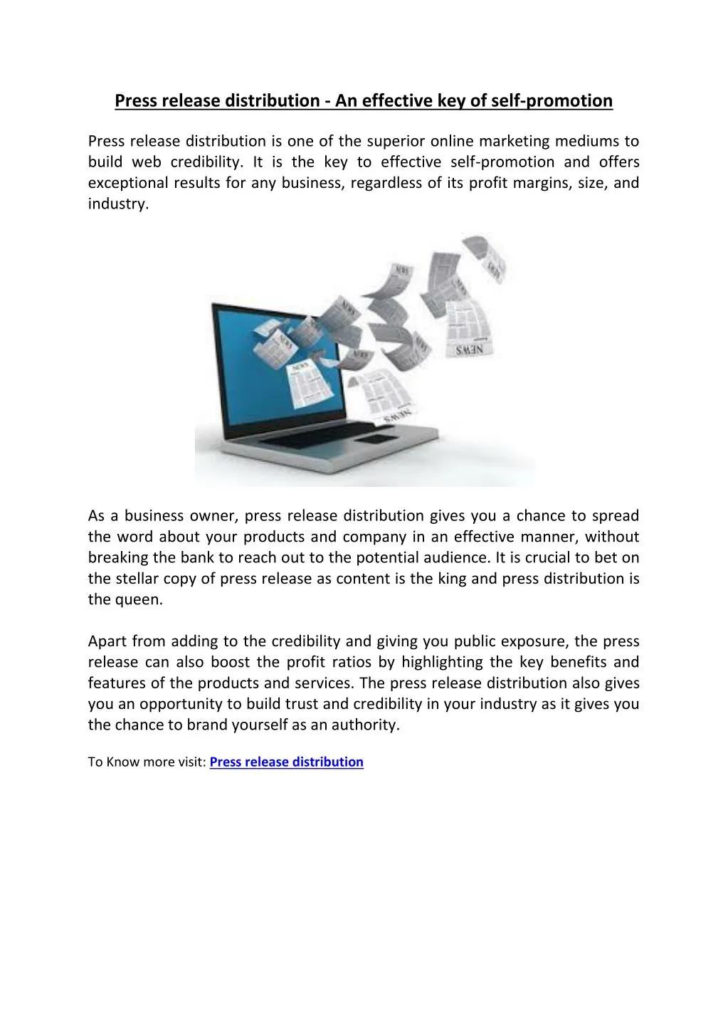 press release distribution an effective