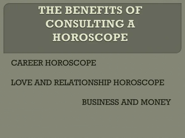 CONSULTING A HOROSCOPE For Career
