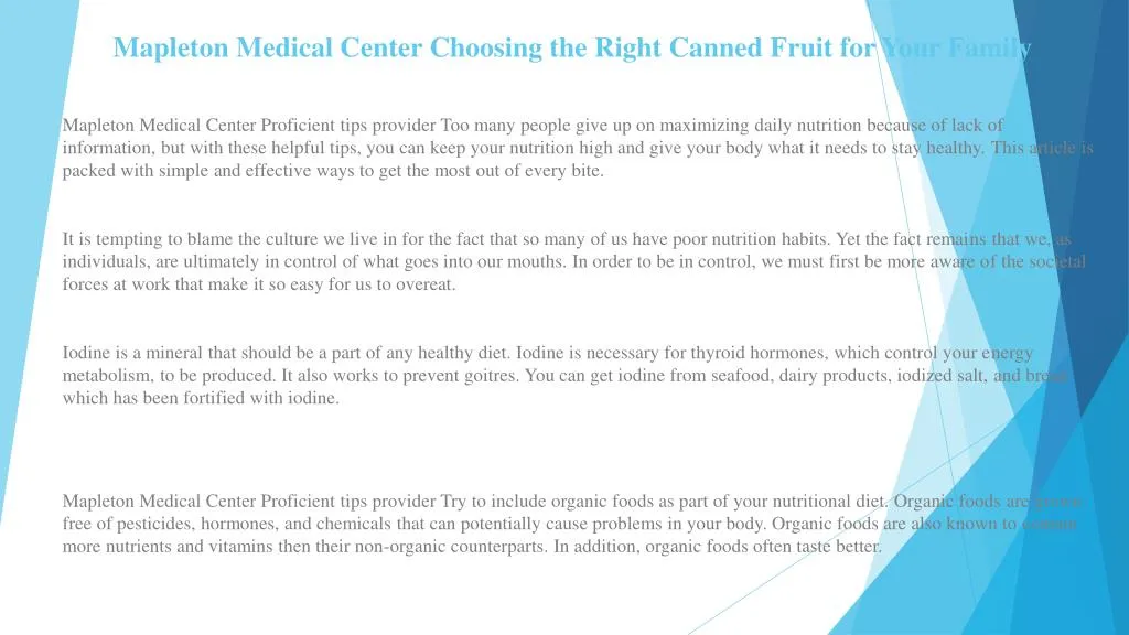 mapleton medical center choosing the right canned fruit for your family