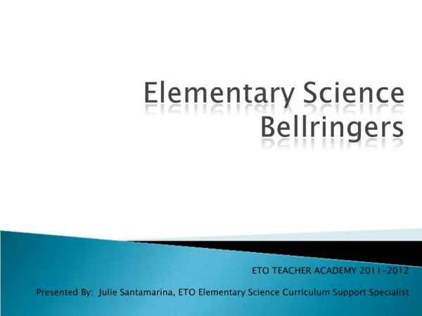 Elementary Science Bellringers