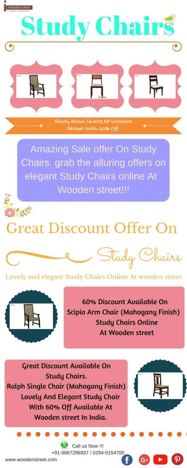 Study Chairs For Home Online: wooden Study Chairs With 60%off