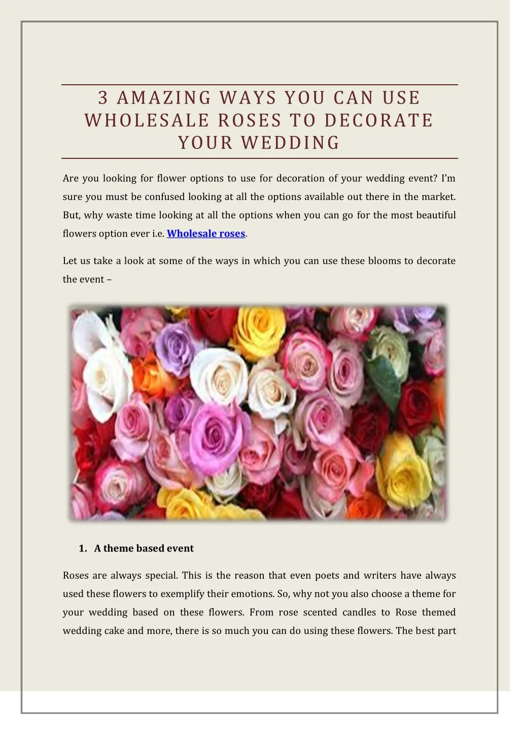 3 amazing ways you can use wholesale roses