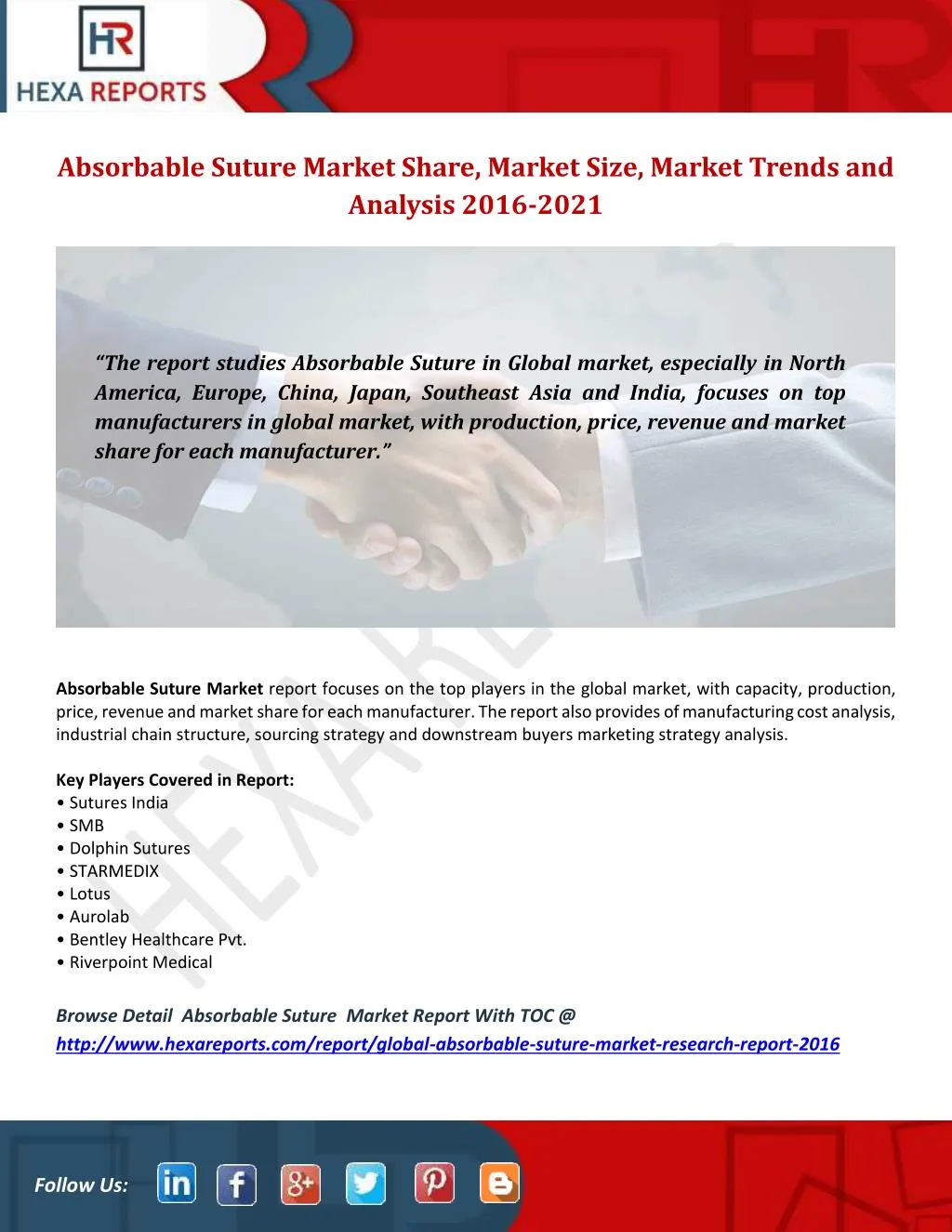 absorbable suture market share market size market