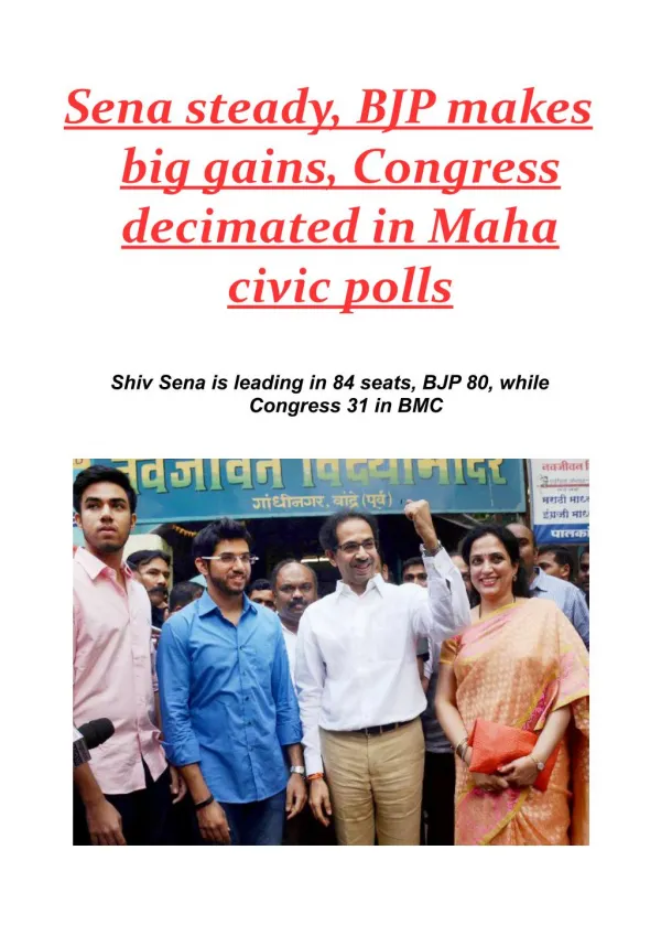 Sena steady, BJP makes big gains, Congress decimated in Maha civic polls