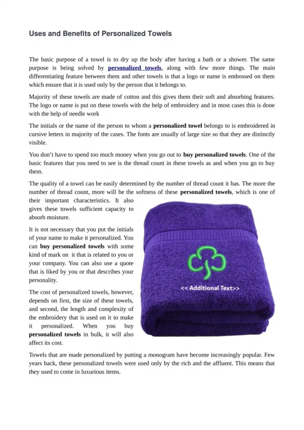 Uses and Benefits of Personalized Towels