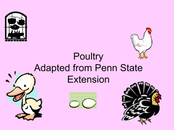 Poultry Adapted from Penn State Extension