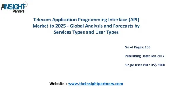 Telecom Application Programming Interface (API) Market Overview, Size, Share, Trends, Analysis and Forecast to 2025 |The