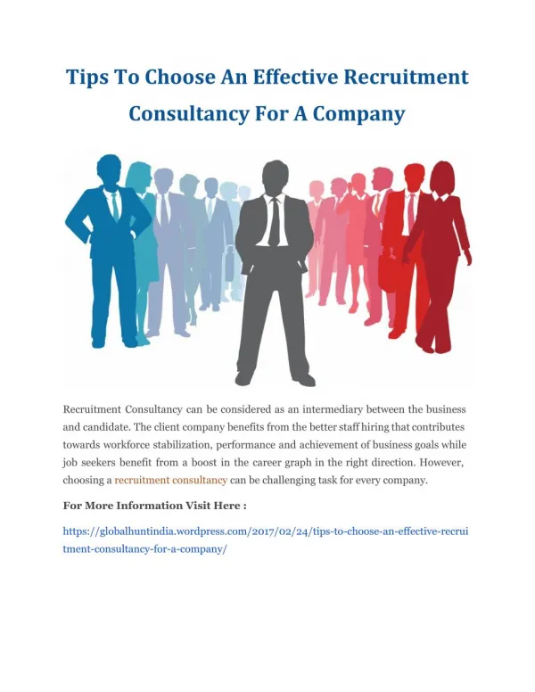 Tips To Choose An Effective Recruitment Consultancy For A Company