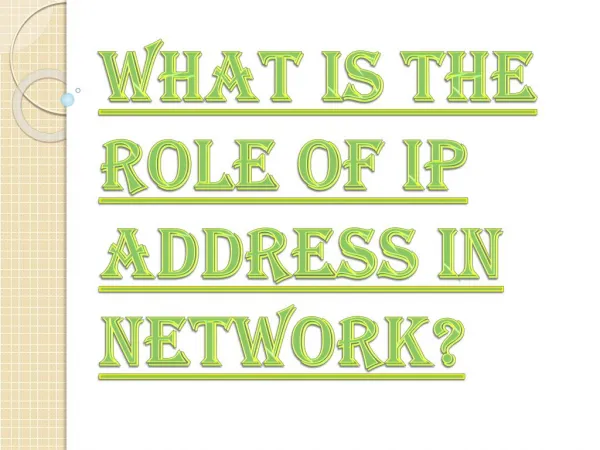 Role of IP Address in Network