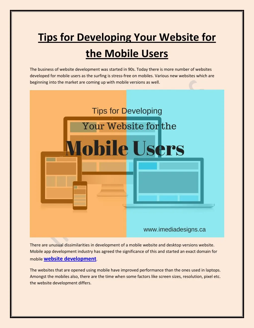 tips for developing your website for the mobile
