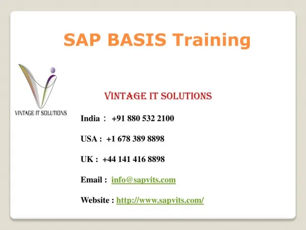 SAP BASIS Online Training | SAP BASIS Certification Singapore