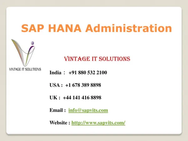 SAP HANA Administration Training Singapore